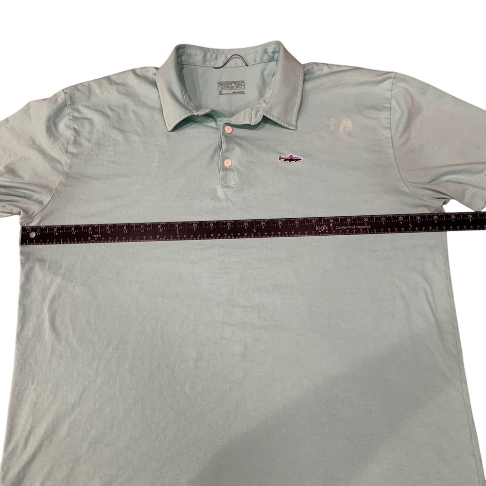 Patagonia Polo Shirt Fish Logo Short Sleeve Casual Top XL Men's Blue - Picture 6 of 10